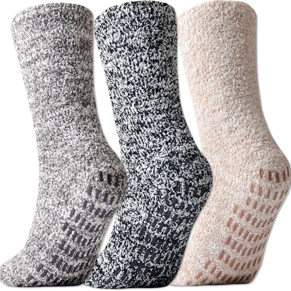 NWT 3 Pairs Premium Grip Socks Non Skid, Cozy JORMATT Unisex W shoe size 4-8